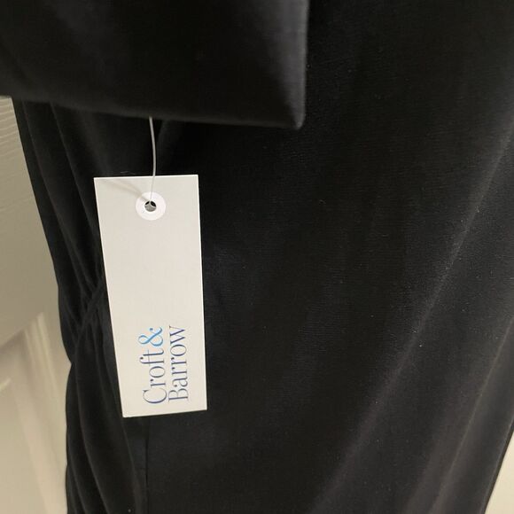 NEW Croft & Barrow Side Ruched‎  3/4 Sleeve Draped Black Shirt NWT Womens Medium - Picture 7 of 12